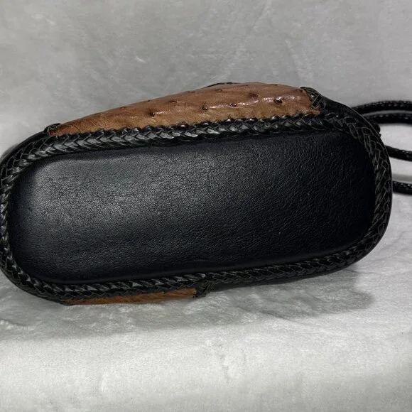Artisan Leather Ostrich Panel Purse, one of a kind, durable, el cuero del toro - Picture 11 of 12